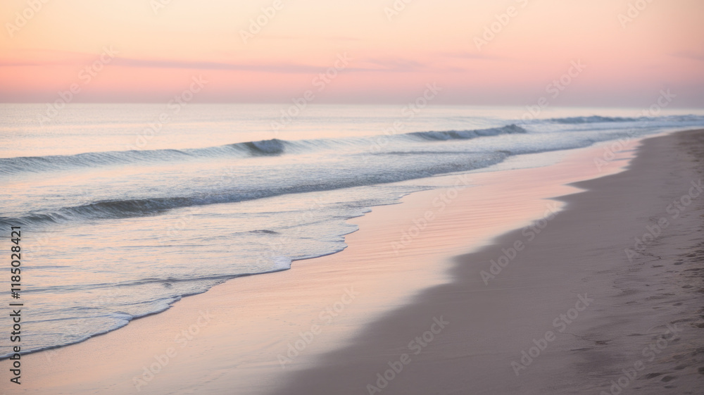 Tranquil Beach at Sunset with Gentle Waves Tranquil Beach at Sunset with Gentle Waves