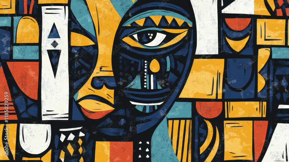 Obraz premium Geometric Abstract Design for Black History Month