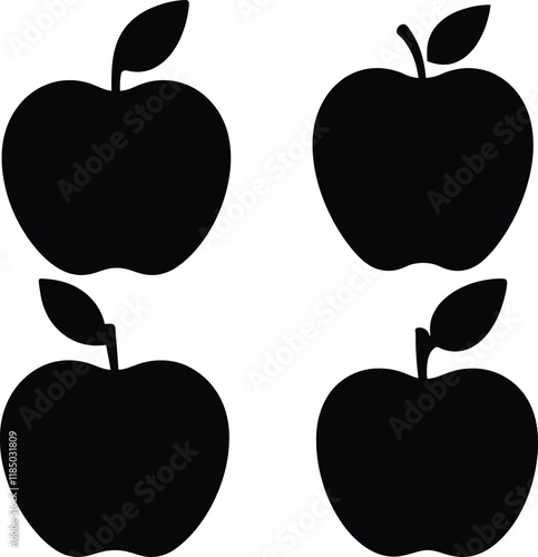 Set of apple silhouettes icons vector illustration