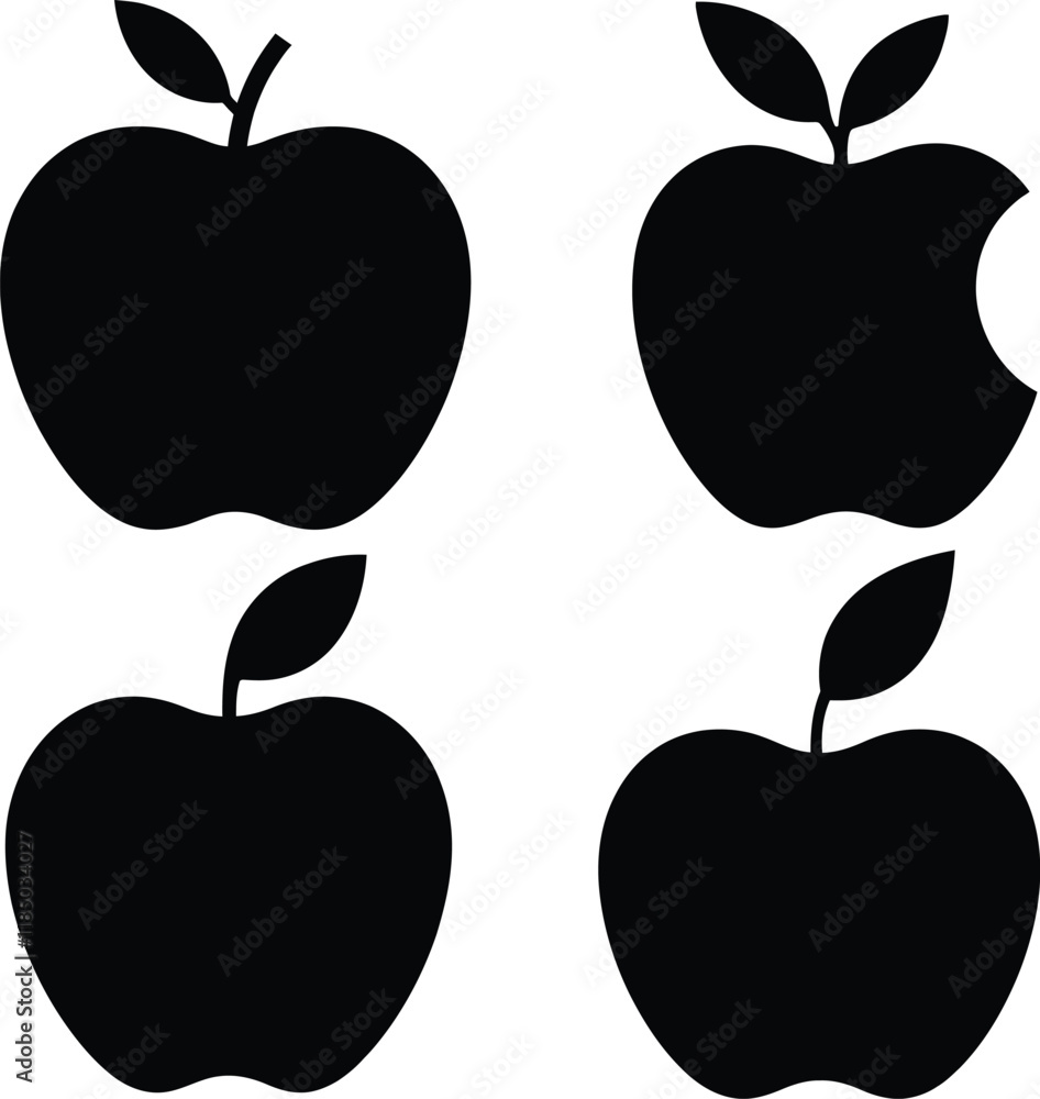 Set of apple silhouettes icons vector illustration Set of apple silhouettes icons vector illustration