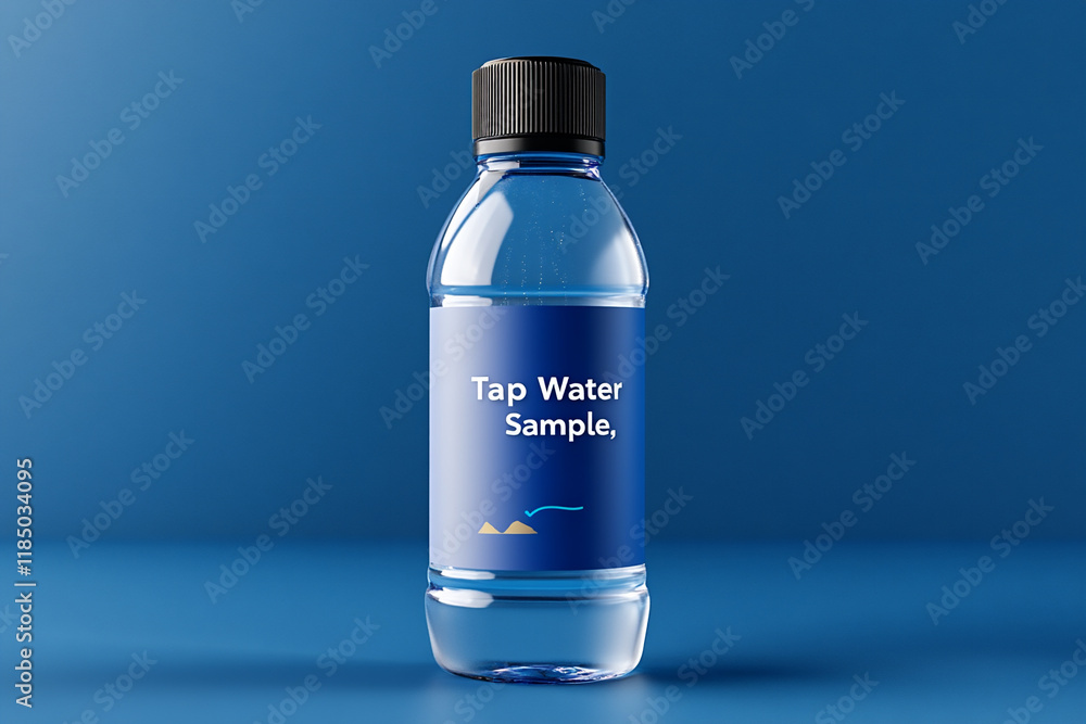Clear Water Bottle Labeled Tap Water Sample Showcases Potential Health Risks Associated With PFAS Contamination Clear Water Bottle Labeled Tap Water Sample Showcases Potential Health Risks Associated With PFAS Contamination