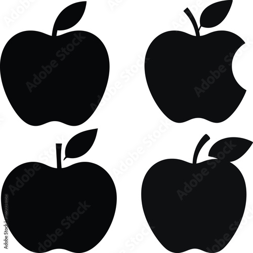 Set of apple silhouettes icons vector illustration