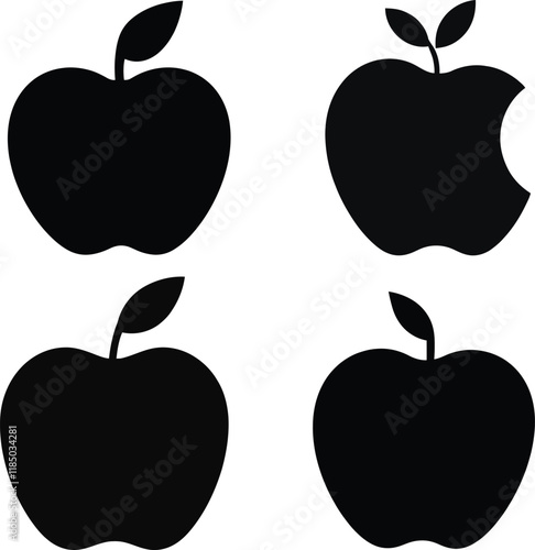 Set of apple silhouettes icons vector illustration