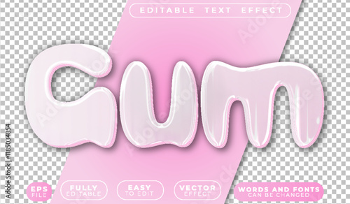 Pink Bubble Gum Sweet Candy Fully Editable Vector Text File