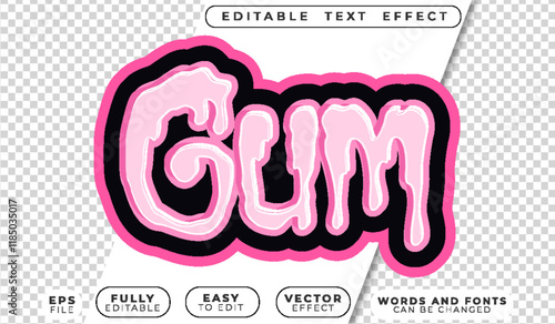 Pink Bubble Gum Sweet Candy Fully Editable Vector Text File