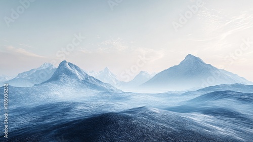 Wallpaper Mural Frozen mountains rising above icy landscape in winter morning light Torontodigital.ca