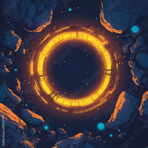 Vektorisiert aus derm Package: rpg, fantasy, game, board, symmetrisch, neon, nerd, außerirdisch, ufo, trek, wars, Allianz, portal, planet, galaxy, 