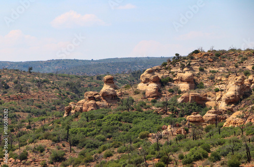 Natural stone structures at Mesa Verde National Park near Cortez, Colorado. 