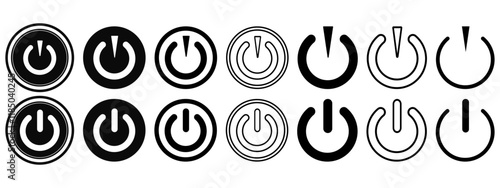 Power icon set black line outline stroke  sign symbol icon pictogram graphic illustration