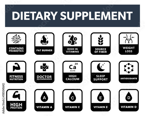 Dietary Supplement  - vector labels collection for packaging.