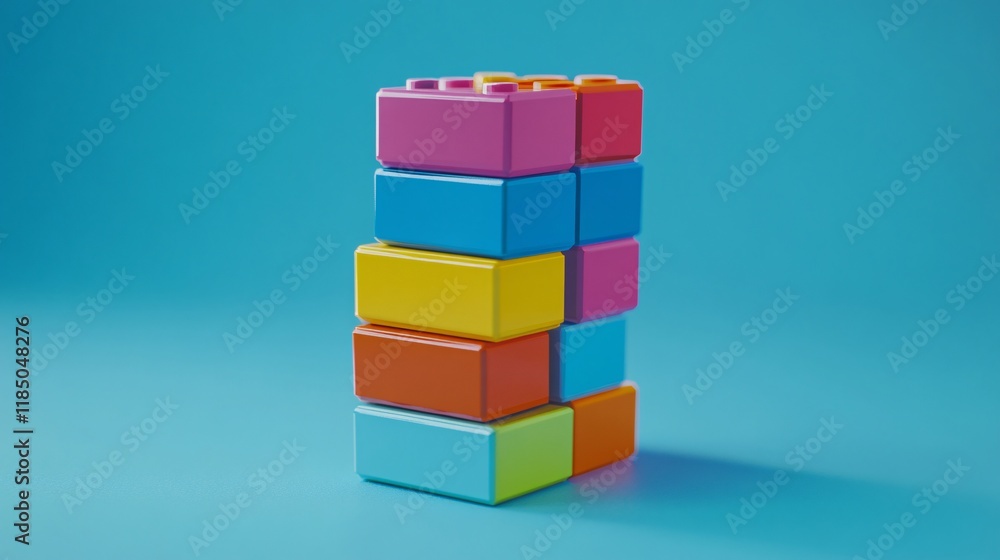 Fototapeta premium A vibrant assortment of colorful building blocks stacked neatly, showcasing creativity and playfulness.
