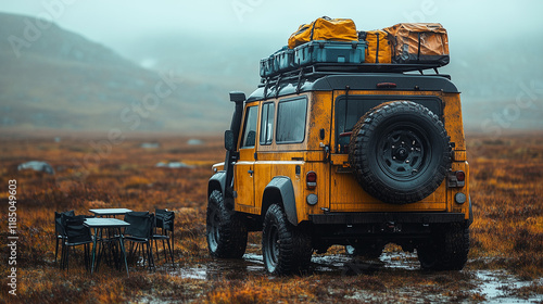 Off-Road Camping Gear with Shovel and Storage Boxes photo