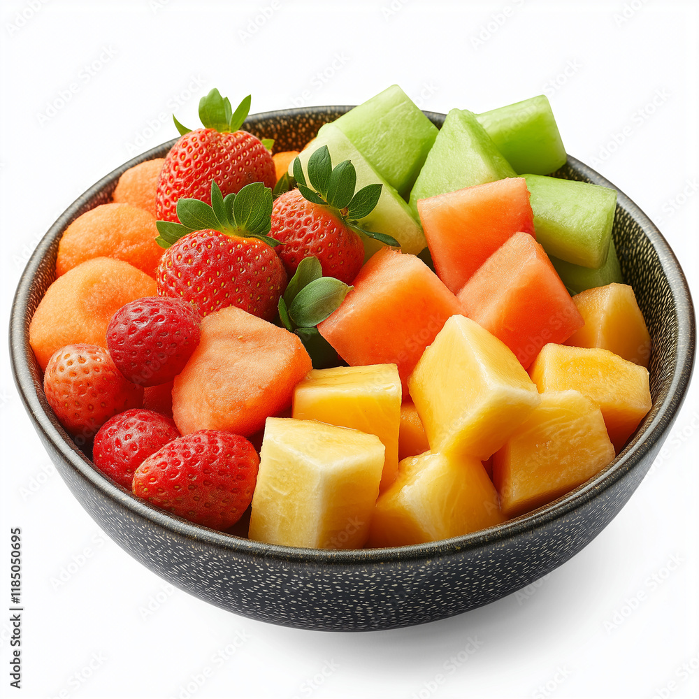 A fresh and vibrant duo of strawberries and blueberries arranged neatly in a bowl, offering a wholesome and naturally sweet snack A fresh and vibrant duo of strawberries and blueberries arranged neatly in a bowl, offering a wholesome and naturally sweet snack