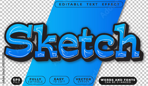 Sketch Blue Drawing Fully Editable Vector Text File