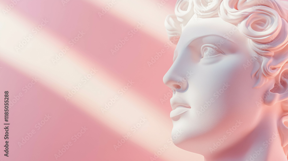 Intricately detailed marble statue head glowing in vibrant pink tones with contemporary aesthetic Intricately detailed marble statue head glowing in vibrant pink tones with contemporary aesthetic