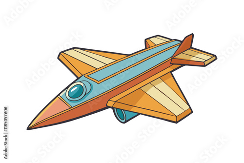 Modern jet inspired laser cut paper airplane graphic in vibrant colors and clean lines for creative designs