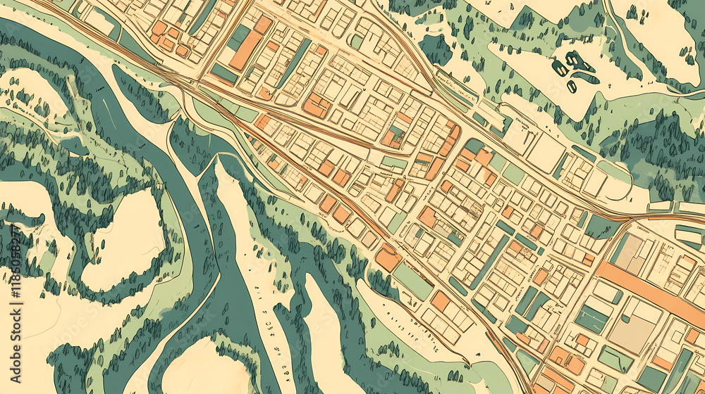 Obraz premium Retro us city map of glenwood, maryland. vintage street map. Glowwood. Illustration