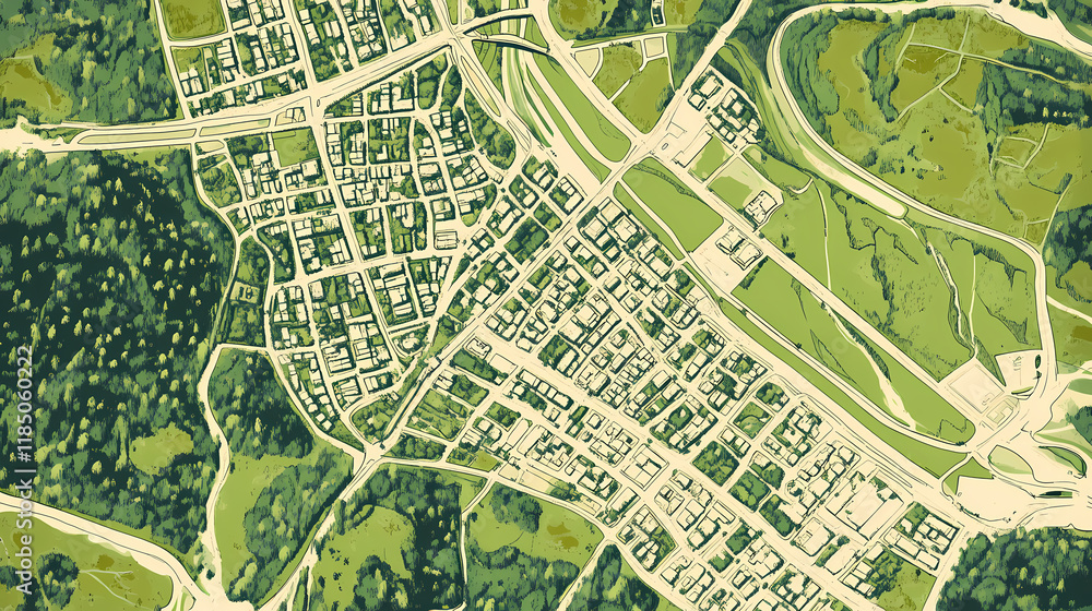 Fototapeta premium Retro us city map of glenwood, west virginia. vintage street map. Glowwood. Illustration