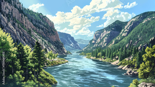 Scenic view of the colorado river in glenwood canyon, white river national forest, glenwood springs, colorado, usa. Glowwood. Illustration photo