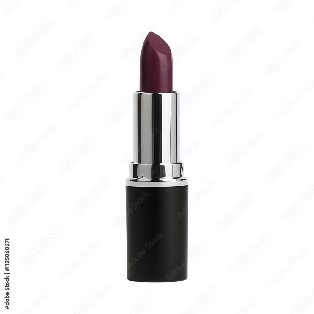 Classic Bullet-Style Lipstick in High-Shine Tube on transparent background Classic Bullet-Style Lipstick in High-Shine Tube on transparent background