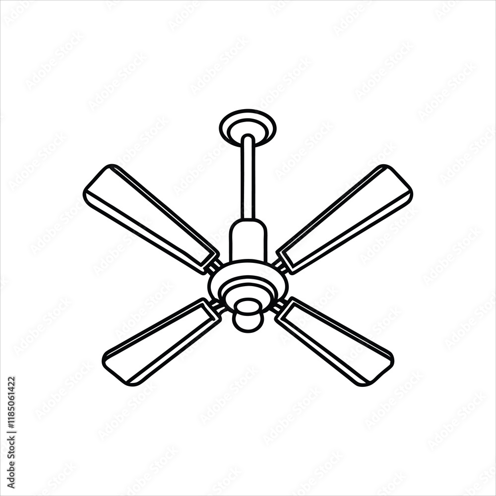Contemporary Ceiling Fan Silhouette Vector Design Contemporary Ceiling Fan Silhouette Vector Design