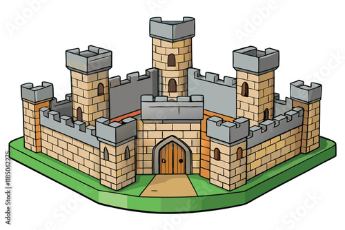 Architectural laser cut castle replica with detailed design elements like battlements, towers, and gates for a medieval inspired theme