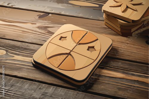 Rustic wooden coasters with laser engraved floral and decorative motifs for aesthetic table settings