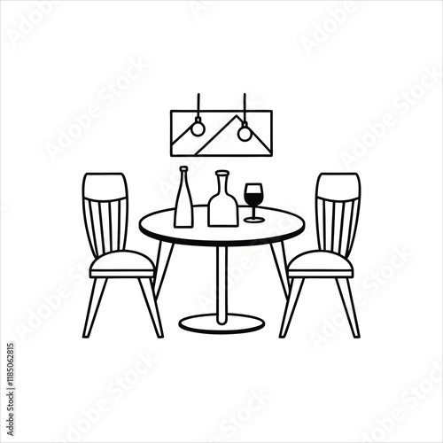 High Quality Dining Table Illustration for Digital Use