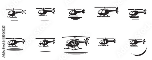 Vector set of helicopter silhouette icons