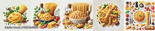 vector set of pasta dishes from Italy