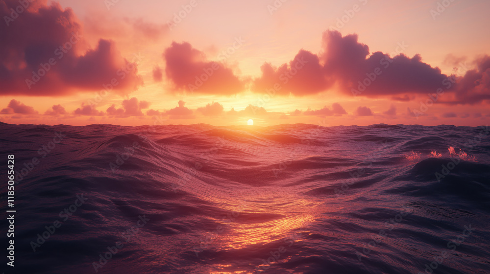 Ocean Horizon at Sunrise – Breathtaking Seascape with Glowing Waves, Vivid Orange-to-Pink Skies, and Dynamic Cloud Patterns Ocean Horizon at Sunrise – Breathtaking Seascape with Glowing Waves, Vivid Orange-to-Pink Skies, and Dynamic Cloud Patterns