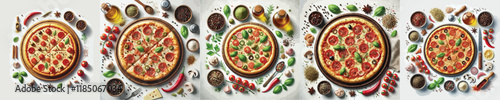 vector set of delicious pizza dishes