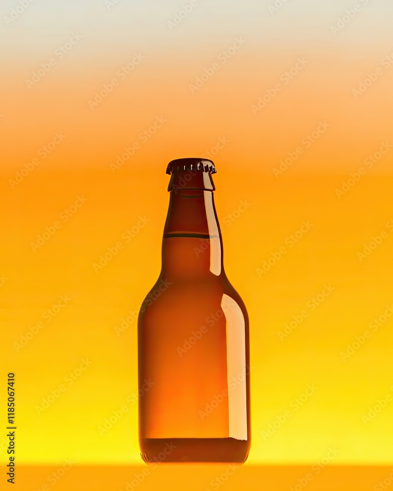 Silhouette of a Beer Bottle Against a Gradient Golden Background Reflecting Warmth and Cheer Silhouette of a Beer Bottle Against a Gradient Golden Background Reflecting Warmth and Cheer