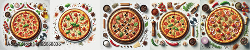 vector set of delicious pizza dishes