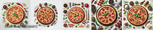 vector set of delicious pizza dishes