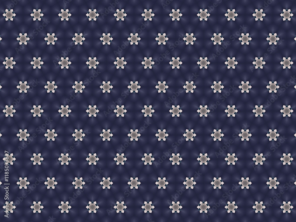 Seamless dark blue pattern with repeating geometric starburst motifs. Seamless dark blue pattern with repeating geometric starburst motifs.