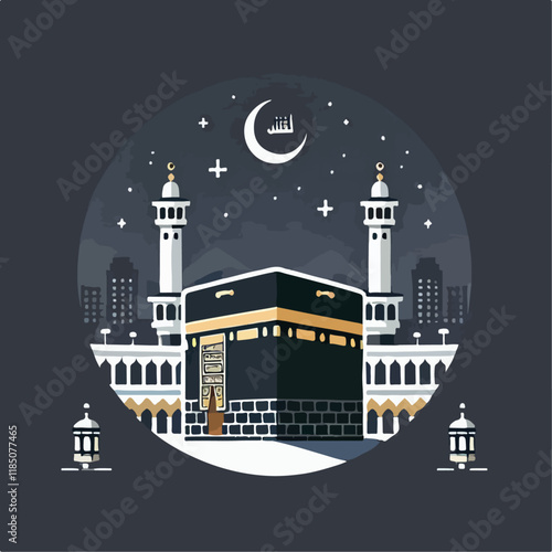 vector illustration of kaaba in mecca