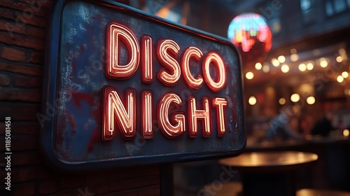 Sign that reads “DISCO NIGHT” - pub - bar - club - theme night - dance party - seventies - eighties - weekend  photo