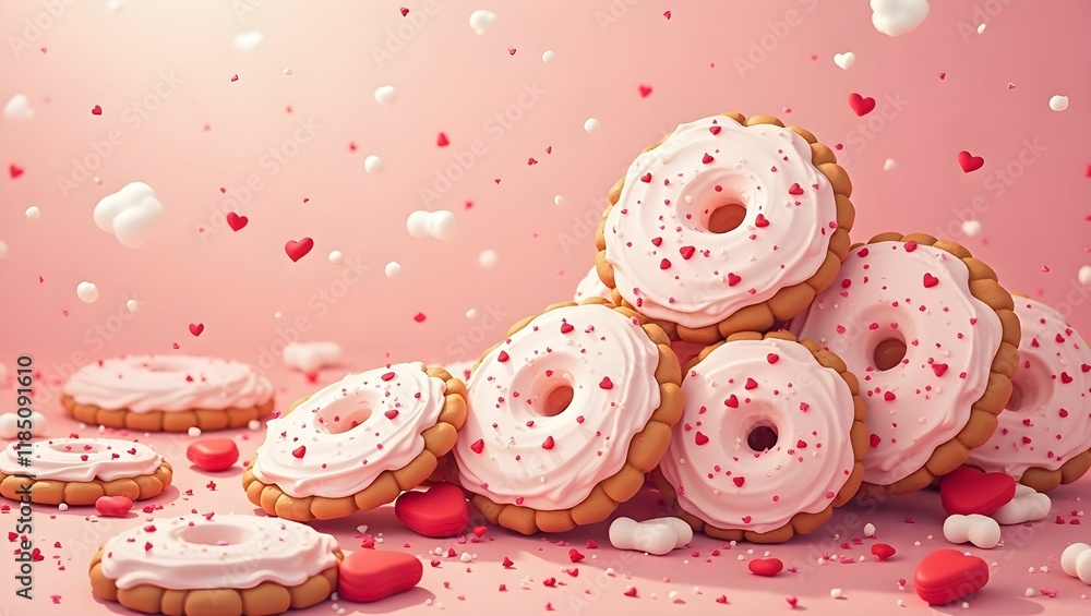 White chocolate cookies for birthday and Valentine's day for a festive mood. White chocolate cookies for birthday and Valentine's day for a festive mood.