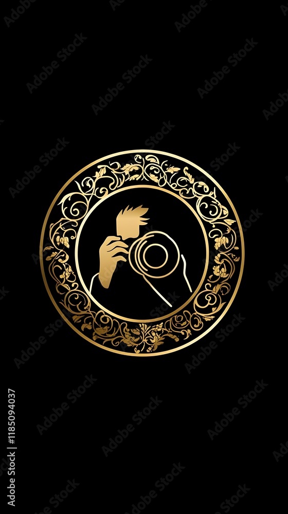 Obraz premium embelished gold circle with photographer logo