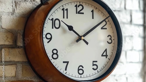 Wallpaper Mural A wall clock displaying the time against a brick wall background. Torontodigital.ca