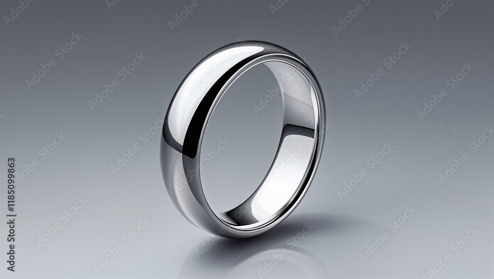 A highly reflective silver ring with a smooth, polished surface, exuding elegance and timeless beauty, perfect for adding a touch of sophistication and luxury to any ensemble A highly reflective silver ring with a smooth, polished surface, exuding elegance and timeless beauty, perfect for adding a touch of sophistication and luxury to any ensemble