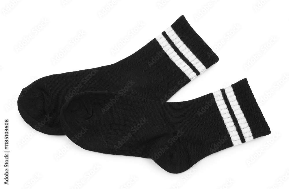 Pair of soft socks isolated on white, top view Pair of soft socks isolated on white, top view