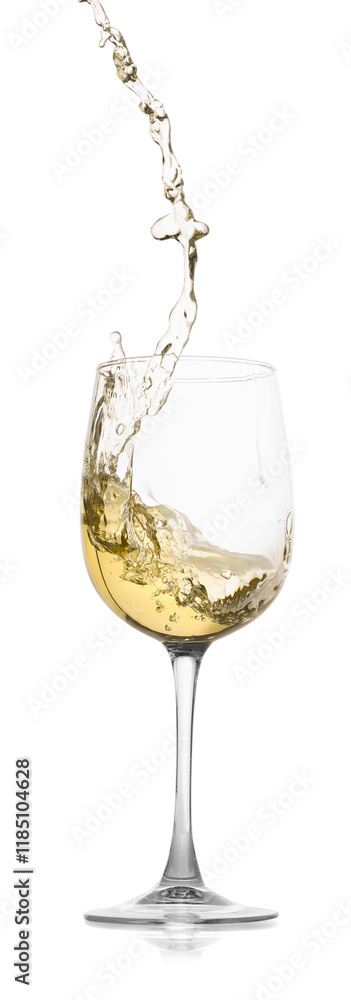 Tasty wine splashing in glass on white background Tasty wine splashing in glass on white background