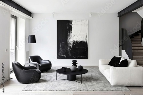 Modern black and white living room
