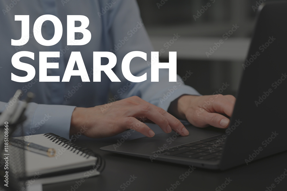 Job search. Woman using laptop at table, closeup Job search. Woman using laptop at table, closeup