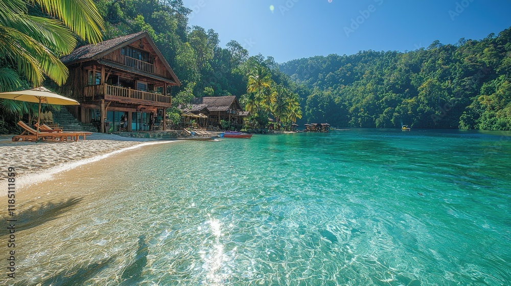 Tropical Wooden Cabanas Beachfront Paradise Tropical Wooden Cabanas Beachfront Paradise