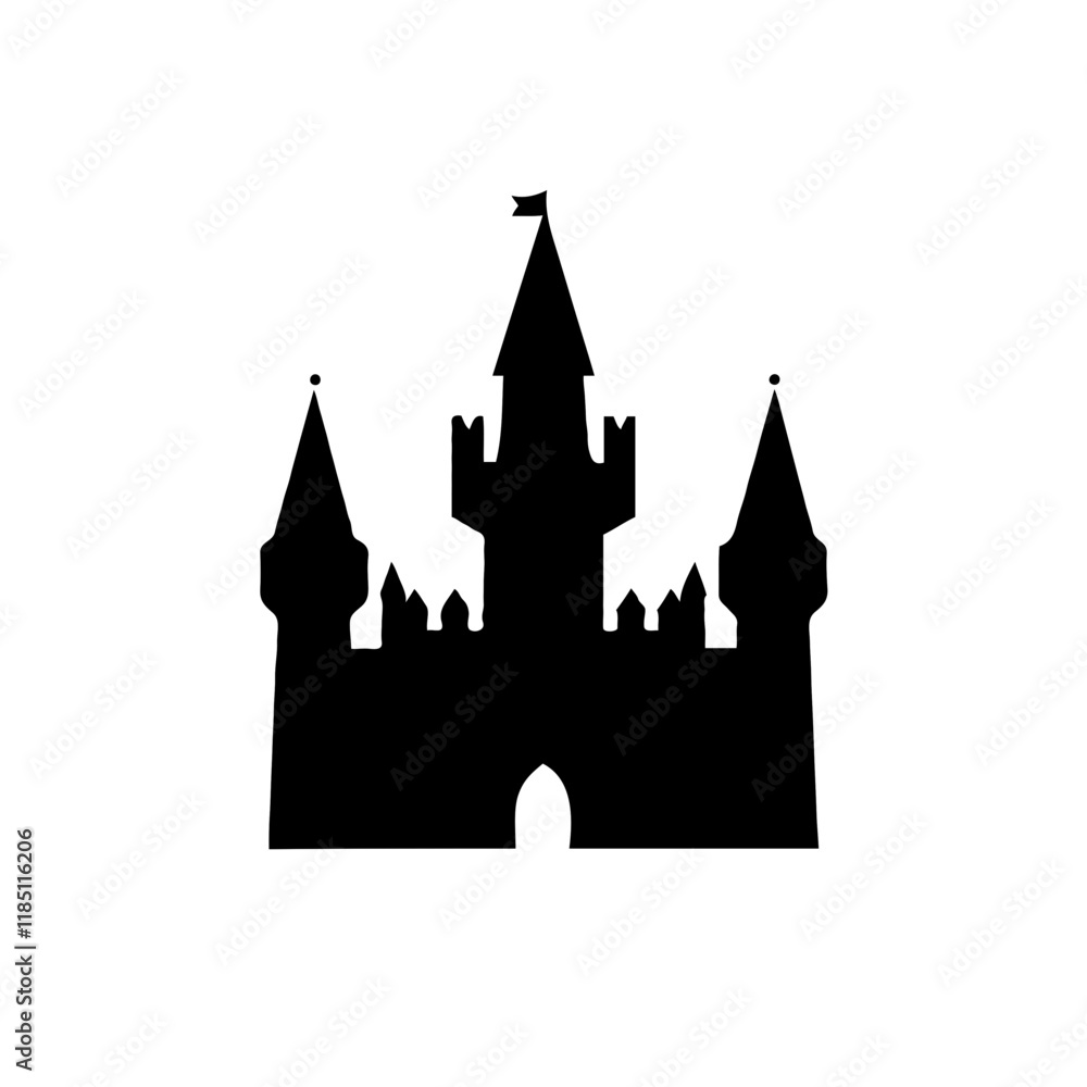 Silhouette of a fairytale castle, symbolizing fantasy, magic, and medieval architecture Silhouette of a fairytale castle, symbolizing fantasy, magic, and medieval architecture