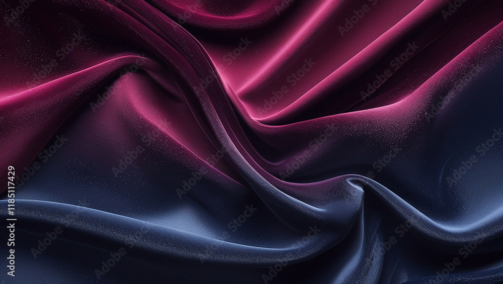 Obraz premium Abstract background of elegant draped fabric with a gradient of deep burgundy and navy blue. Luxurious textile texture.