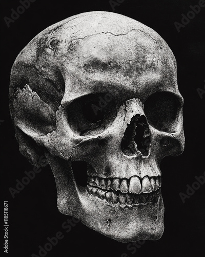 Skull black and white illustration photo